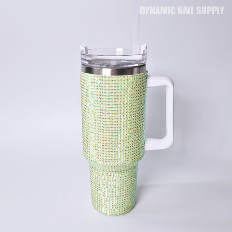 (Pastel Green Rhinestone) Stainless Steel Tumbler (40oz)