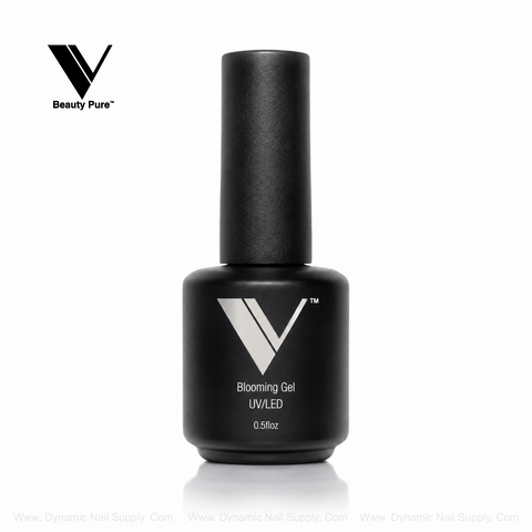 Matte black V Beauty Pure - Blooming Gel bottle with bold V logo, perfect for stunning marble nail designs.