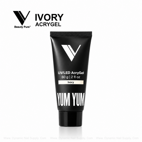 Ivory - V Beauty Pure AcryGel, 60g black tube, for salon-quality nail enhancements. YUM YUM on packaging.