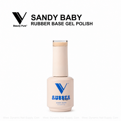 Beige bottle of Sandy Baby - V Beauty Pure Rubber Base Gel Polish, ideal for a flawless nude nail finish.