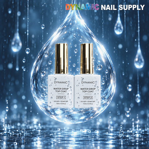 2-step Water Drop Top Coat Set (Set of 2) - 3D Water Rain Droplet Effects for Nail Art