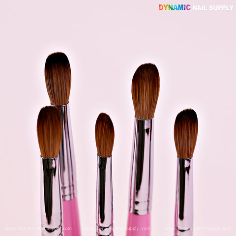 Dynamic 100% Pure Kolinsky Hair Brush (Pink handle - Crimped or Not) for Nails Acrylic Application