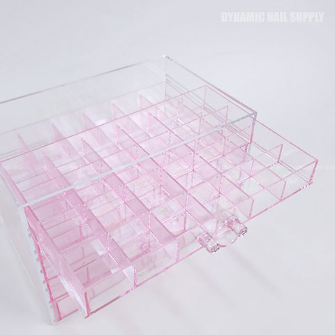 [Clear Pink] 50-grid 5-layer plastic drawer organizer, perfect for small bead and charm storage.