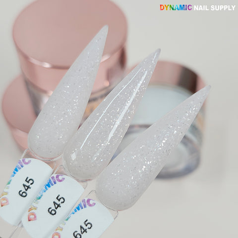 Shimmery Cover Acrylic Powder (#645) - The best Sparkle Soft-white glitter
