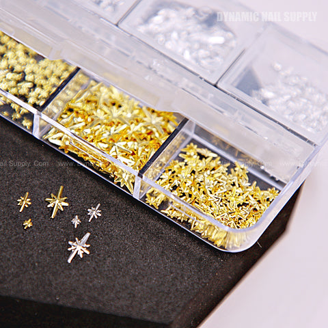 Gold and Silver Stars Mixed Sizes Flatback Sparkling Charms for Nail DIY Designs