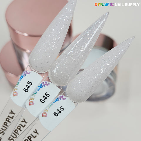 Shimmery Cover Acrylic Powder (#645) - The best Sparkle Soft-white glitter
