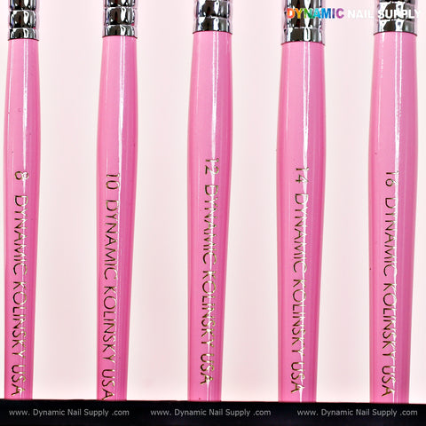 Dynamic 100% Pure Kolinsky Hair Brush (Pink handle - Crimped or Not) for Nails Acrylic Application