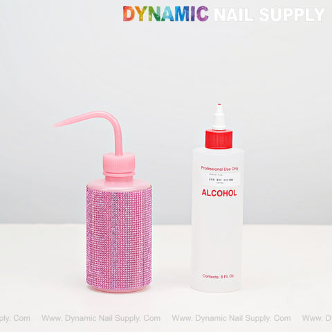 Pink Rhinestone Refillable Empty Long Neck Squeeze Safety Wash Plastic Bottle for Liquid Soap, Lotion, Oil