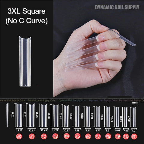 3XL Square Tips (Non C-Curve) - XXXL Straight flatter and easier to apply