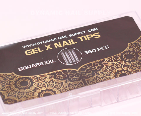 [Square XXL] Full Cover Tips - Soft Gel X tips - 360 pcs - 2XL Extra Long- 11 sizes