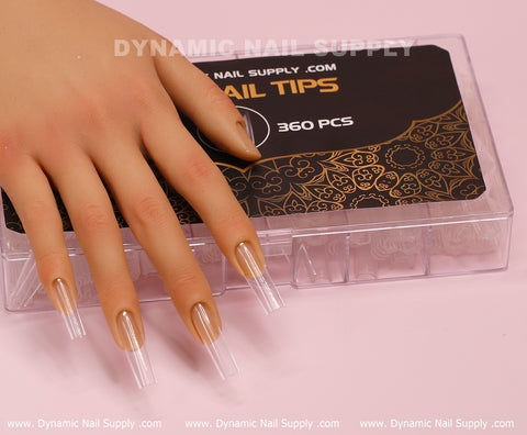 [Square XXL] Full Cover Tips - Soft Gel X tips - 360 pcs - 2XL Extra Long- 11 sizes