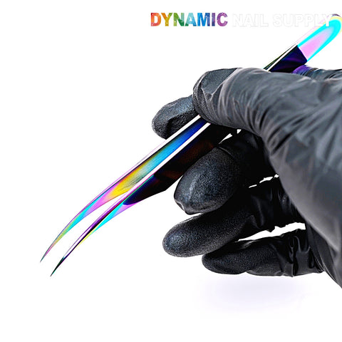 Rainbow [1] Eyelash Tweezer Straight Pointed Tip Stainless Steel Precision - for Nail Stickers, Lash Application, Charms, DIY