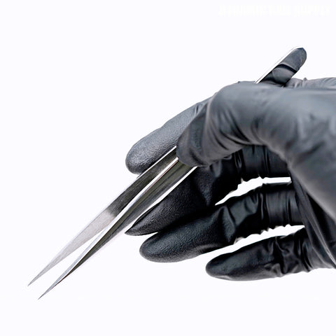 Eyelash Tweezer Pointed Tip Stainless Steel Precision Straight Tip for Isolation and Individual Lashes, Silver