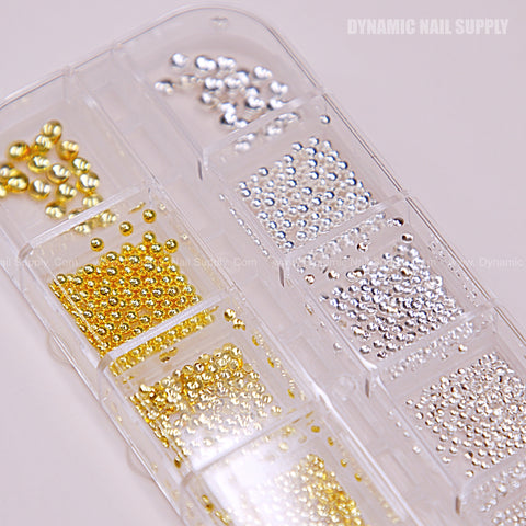 Gold and Silver Beads Mixed Sizes Flatback Charms for Nail DIY Designs