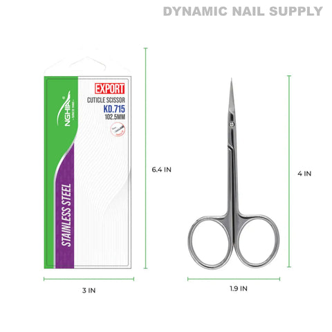 KD.715 Professional Cuticle Scissors, hooked tip, stainless steel, 4, packaging: 6.4 x 3 in.