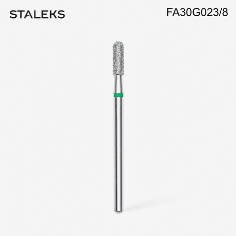 FA30G023/8 Staleks Diamond nail drill bit rounded cylinder green EXPERT head diameter 2,3 mm / working part 8 mm