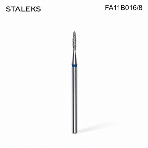 FA11B016/8 Staleks Diamond nail drill bit pointed flame blue EXPERT head diameter 1,6 mm / working part 8 mm