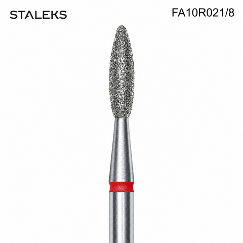 FA10R021/8 Staleks Diamond nail drill bit flame red EXPERT head diameter 2,1 mm / working part 8 mm
