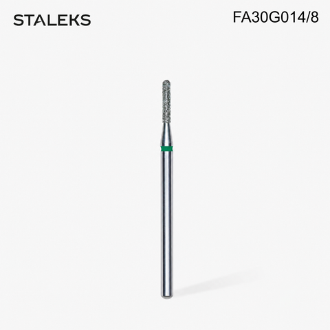 FA30G014/8 Staleks Diamond nail drill bit rounded cylinder green EXPERT head diameter 1,4 mm / working part 8 mm