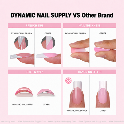 Professional Press On French Tips Full Cover Nail Tip Box - 5 Nude Shades for All Skin Tone