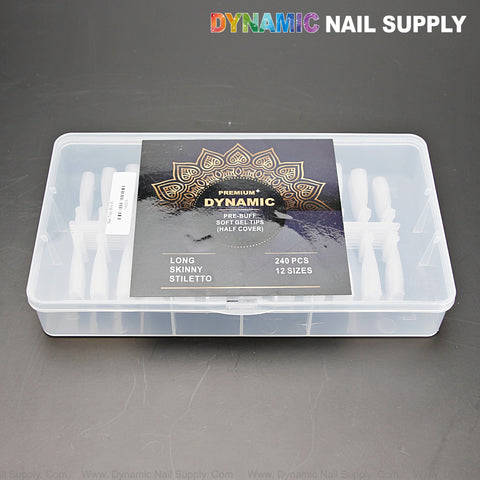 Long Skinny Stiletto - Prebuff Matte Soft Gel Tips Half Cover - 240pcs