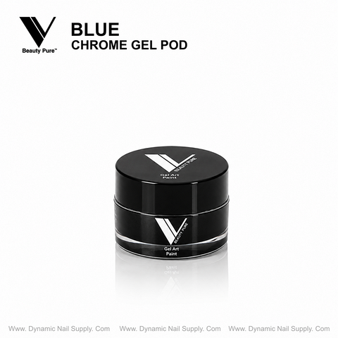 Blue - V Beauty Pure Chrome Gel Pod: metallic blue gel for stunning nail art by Dynamic Nail Supply Official Distributor.