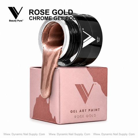 The Rose Gold - V Beauty Pure Chrome Gel Pod is ideal for metallic nail art fans, from Dynamic Nail Supply Official.