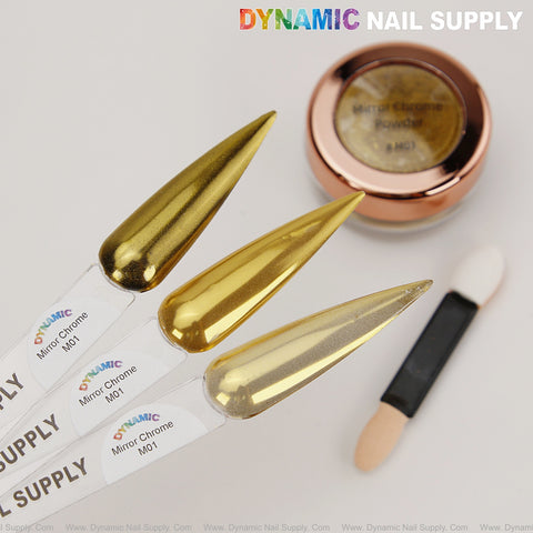 M01 Mirror Nail Chrome Powder - Gold High Pigmented Reflective Shiny Fine Powder