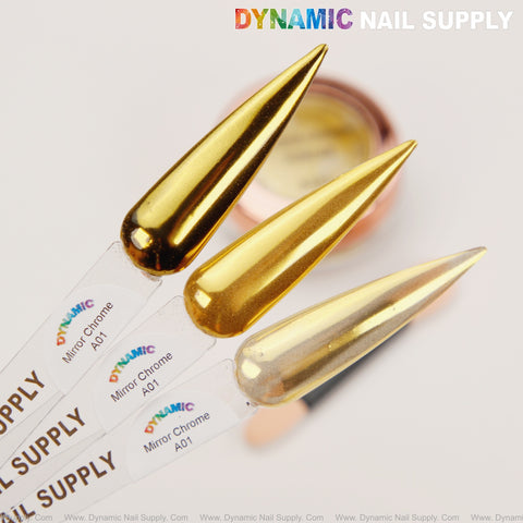 Mirror Nail Chrome Powder A01 - Gold High Pigmented Reflective Shiny Fine Powder