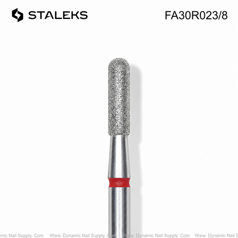 FA30R023/8 Staleks Diamond nail drill bit rounded cylinder red EXPERT head diameter 2,3 mm / working part 8 mm
