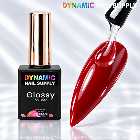 Dynamic Glossy Top Coat (No-wipe) - Thick Glossy Top Coat with Round Brush Head