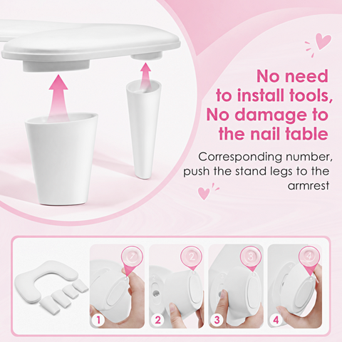 [Strawberry Pink] U-shape Leather Armrest with Cushion Pillow for Pedicure Manicure (Reposabrazos Para Manicura)