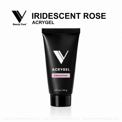Black tube of Iridescent Rose - V Beauty Pure AcryGel for nail enhancements, upright on a white background.