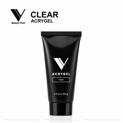 Clear - V Beauty Pure AcryGel, 2 fl oz, for pro nail sculpting and ultra-clear enhancements.
