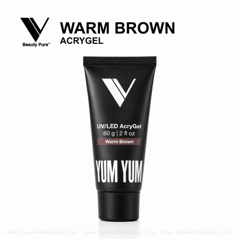 A Warm Brown - V Beauty Pure AcryGel tube for salon nails stands upright on a white background.