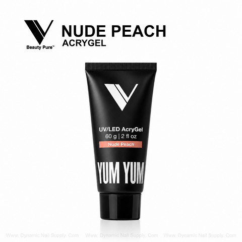 Nude Peach - V Beauty Pure AcryGel tube, a hybrid gel for salon-quality nails, shown on a white background.