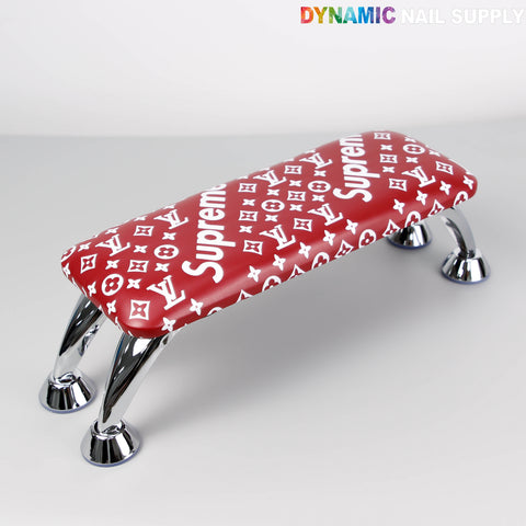 Dark red 5upreme pattern handrest armrest for pedicure/manicure service, ideal for nail salons.