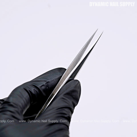 Eyelash Tweezer Pointed Tip Stainless Steel Precision Straight Tip for Isolation and Individual Lashes, Silver