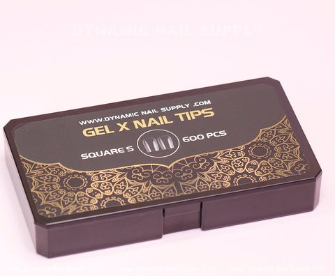 [Square S] Full Cover Tips - Soft Gel X tips - 600 pcs - Short Length- 11 sizes
