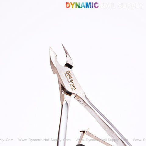 NT1219 - G04 5mm stainless steel cuticle nipper by DYNAMIC NAIL SUPPLY, pro tool on white background.