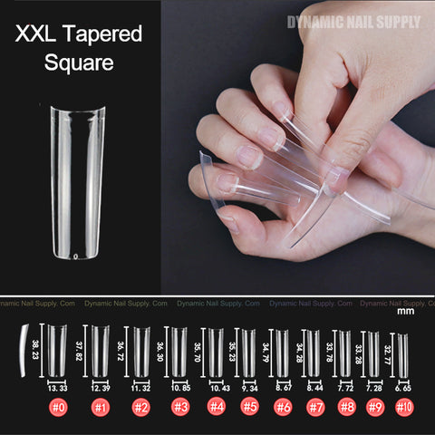 XXL Tapered square nail tips - XXL Extra Long - 500 pcs box - Super Clear