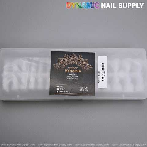 Short Square Round Edge - Prebuff Soft Gel Tips Half Cover Nail Tip Box