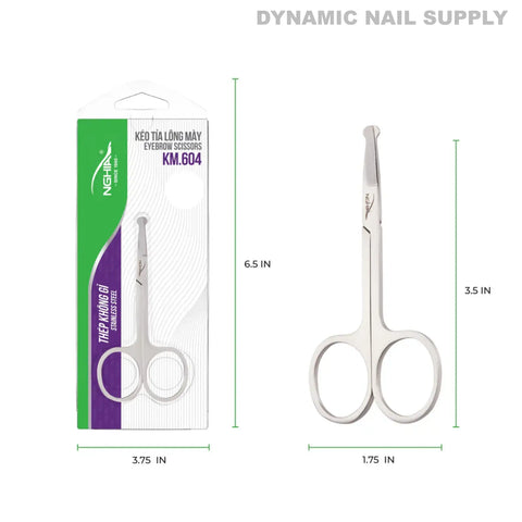 KM.604 Professional Nose Hair Scissors, round tips, stainless steel, 3.5x1.75in, ideal for mens grooming needs.
