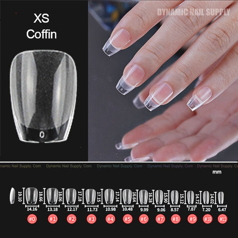 [Coffin XS] Full Cover Tips - Soft Gel X tips - 600 pcs - Extra Short 11 sizes