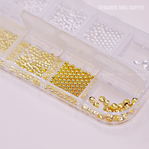 Gold and Silver Beads Mixed Sizes Flatback Charms for Nail DIY Designs