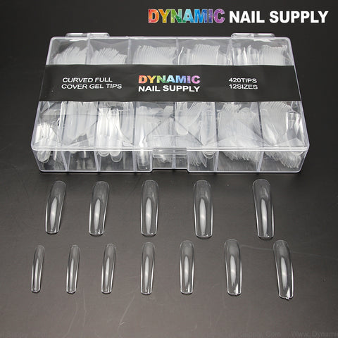 Curved Down Full Cover Soft Gel Tips Box - 420 pcs 12 sizes