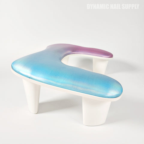 (Metallic Blue Pink) U-SHAPE Microfiber Leather Armrest with Cushion Pillow for Pedicure Manicure (Reposabrazos Para Manicura)