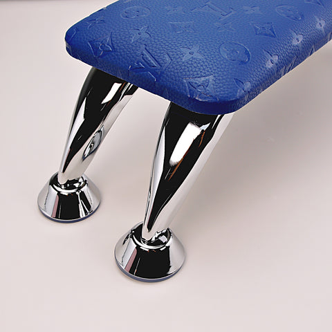 Blue LV Engraved Leather Handrest Armrest for Pedicure and Manicure service (Reposabrazos Para Manicura salon)
