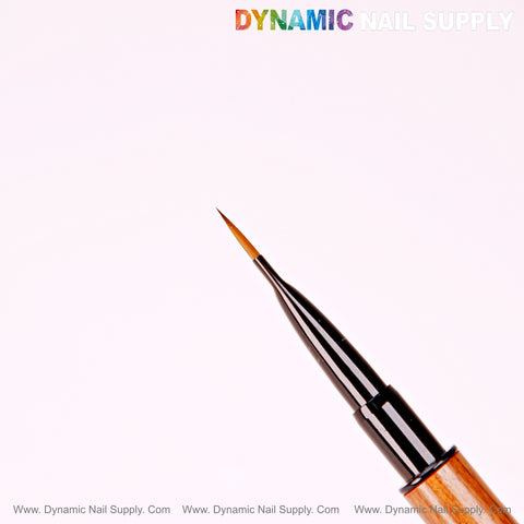 Dual Head Gel Brush on white with Dynamic Nail Supply rainbow logo—oval brush head with spatula, wood and black handle.