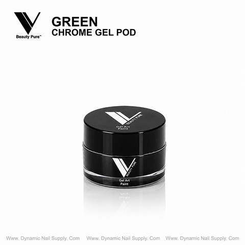 Green - V Beauty Pure Chrome Gel Pod by Dynamic Nail Supply, perfect for metallic green nail art.
